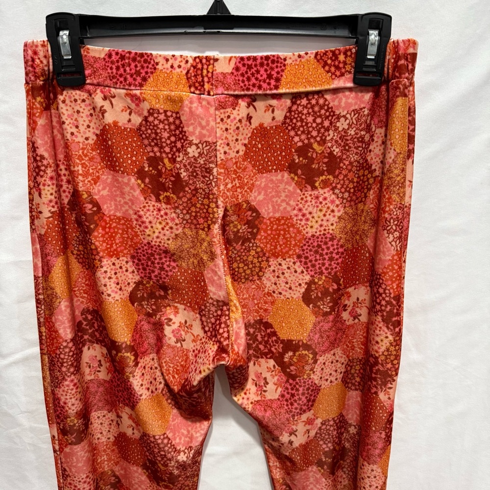 Flare Street Velvet Flare Pant XL Geometric Floral Retro 70 Boho Festival Hippie - Picture 10 of 16